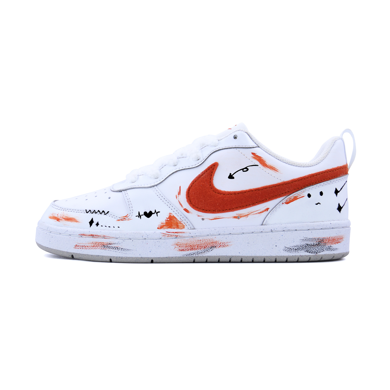 

Nike Court Borough Milk White Sweet Orange синтетическая кожа легкая амортизация низкие детские скейтбординг кроссовки