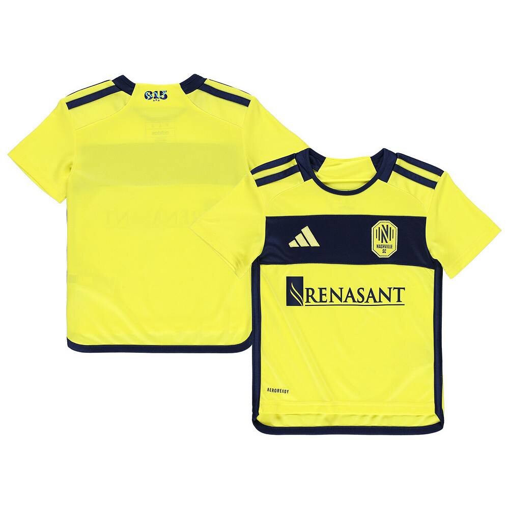 

Желтая футболка adidas Nashville SC 2024 AEROREADY Team для малышей, цвет Mls Yellow