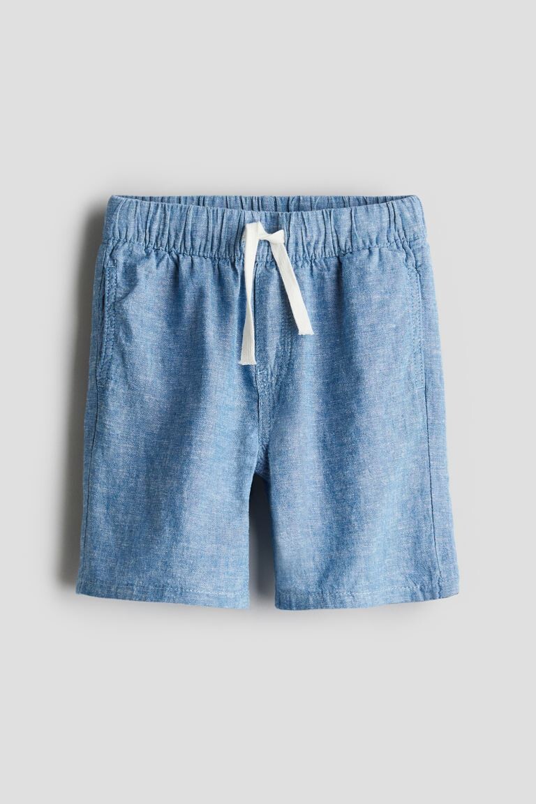 

Шорты без застежки из смеси льна H&M, синий