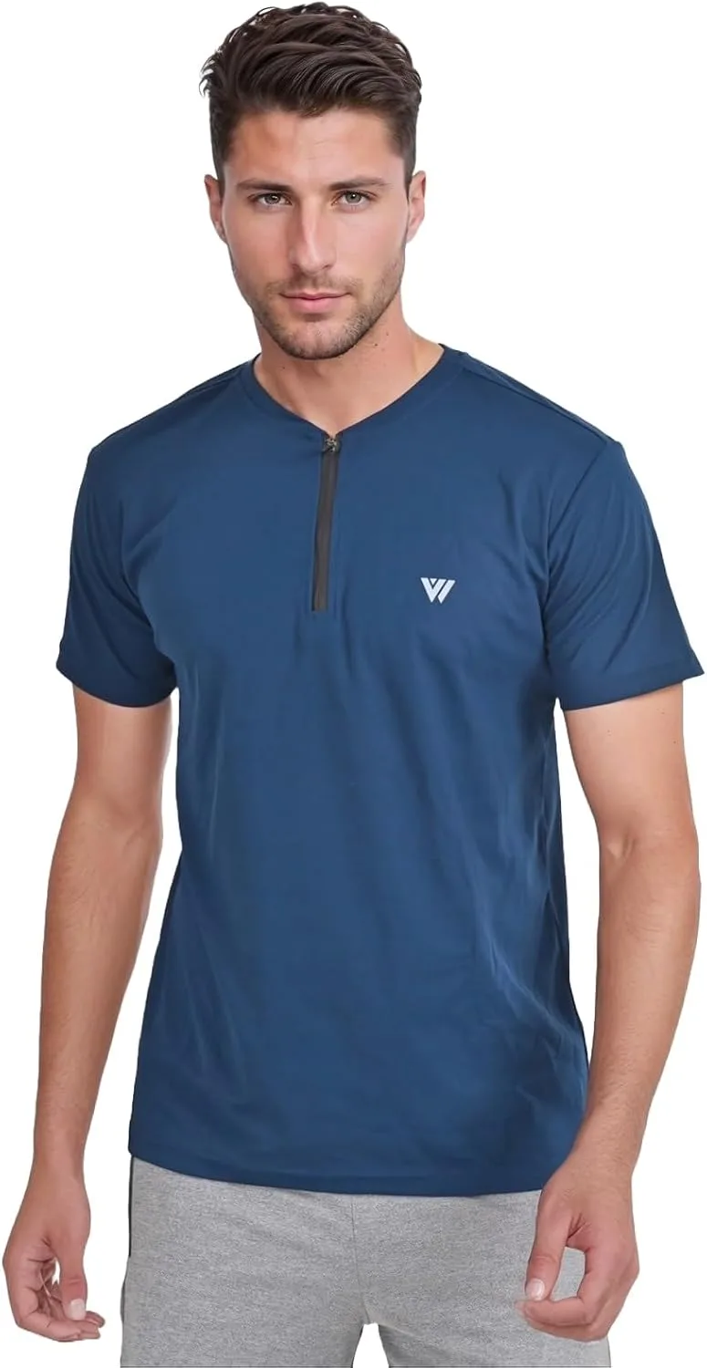 

VIROH мужская футболка с молнией для активного отдыха, легкая с коротким рукавом для спортзала и спорта