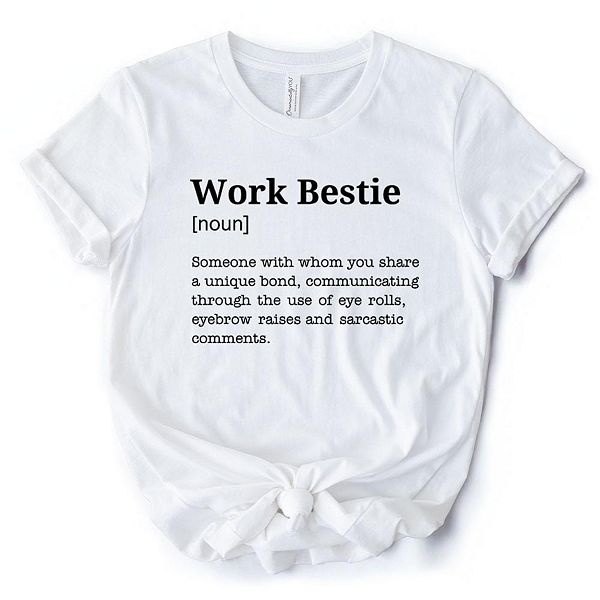 

Футболка с надписью "Work bestie definition" для офисных друзей Ornamentallyyou, White