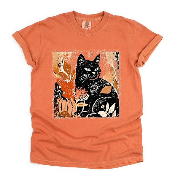

Футболка с принтом Black cat fall leaves distressed Simply Sage Market, Yam