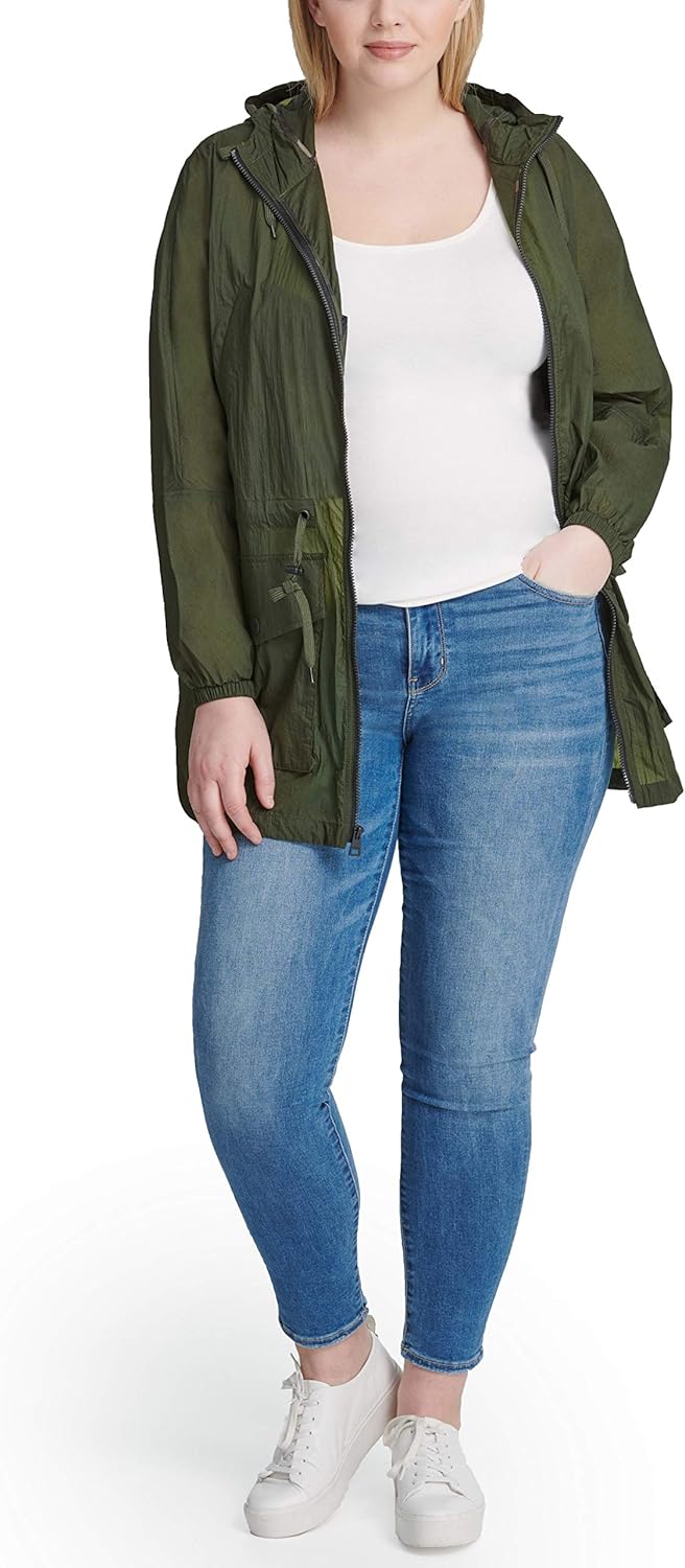 Levi's Женская легкая ветровка с капюшоном и затяжкой на талии, Army Green — фото 4