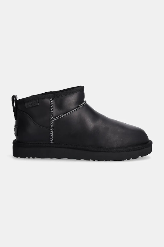 Угги зимние кожаные UGG Classic Ultra Mini Lthr Regen, черный — фото 2