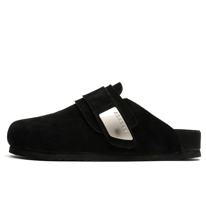 

KLAMMKICKS Закрытые тапочки унисекс черные [замша, поддержка свода стопы], цвет Black[Cow Suede, Arch Support]