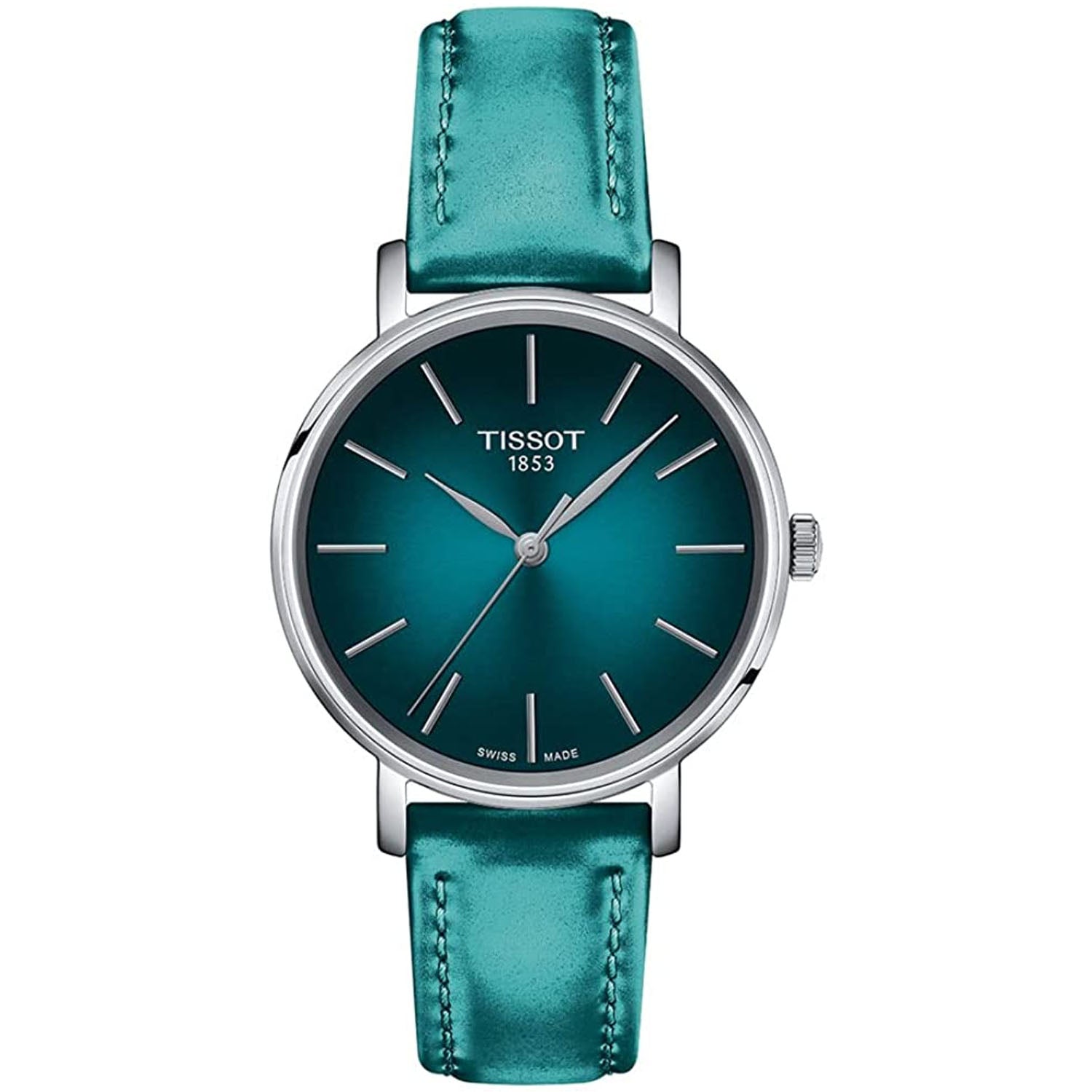 

Женские часы Tissot Everytime с бирюзовым циферблатом