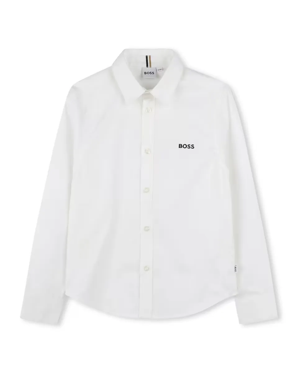 

Рубашка для мальчика с длинными рукавами 100% хлопок BOSS Kidswear, белый
