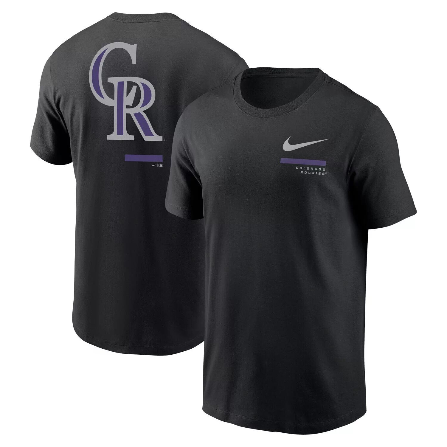 

Мужская черная футболка через плечо Colorado Rockies Nike, Черный, Мужская черная футболка через плечо Colorado Rockies Nike