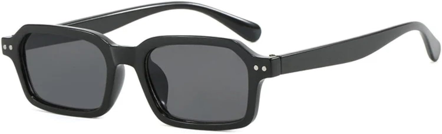 

Ретро маленькие прямоугольные солнцезащитные очки для женщин, модные, желто-синие, с защитой от УФ-излучения UV400, для мужчин, в тренде, с заклепками, в стиле панк HHZZYVY, Black Grey