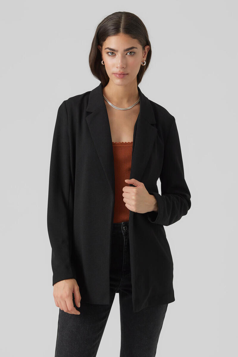 

Длинный пиджак со плиссированным воротником Vero Moda, черный