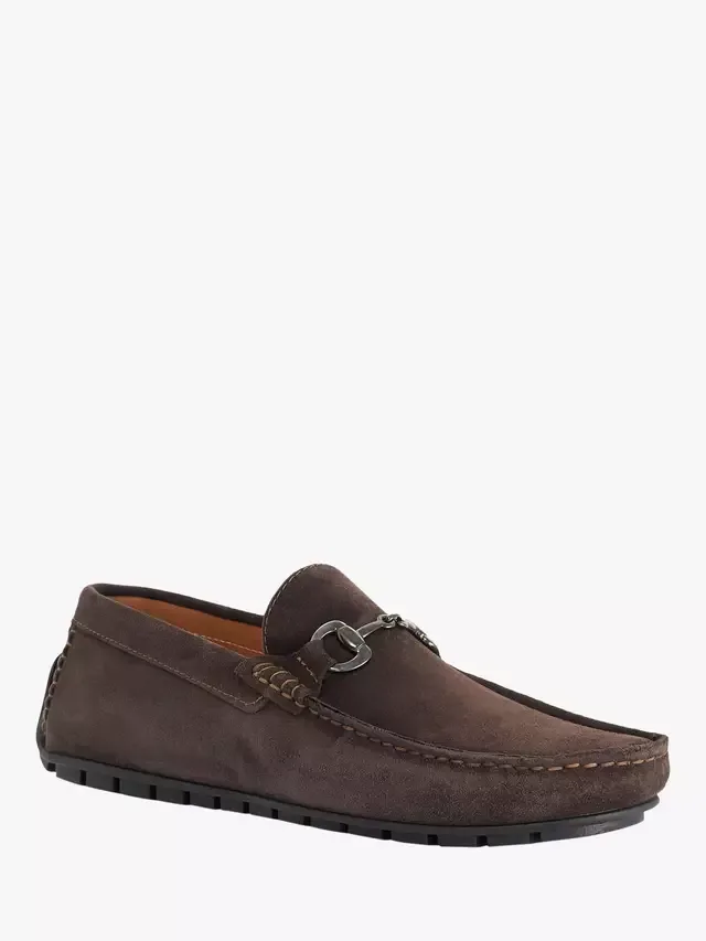 Мокасины-лоферы Brackon Wide Fit из замши с отделкой под уздечку Dune London, Brown — фото 3