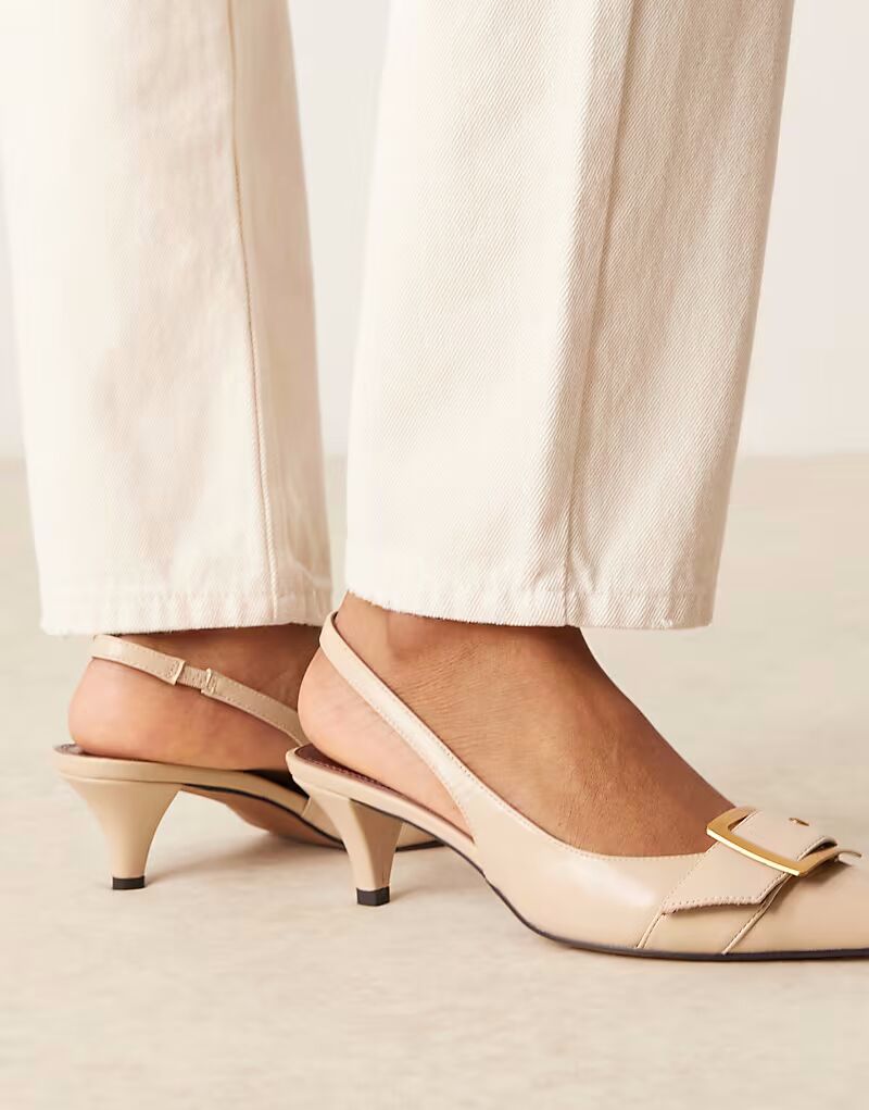 Туфли на каблуке-рюмочке ASOS DESIGN Stellar с пряжкой бежевого цвета — фото 4