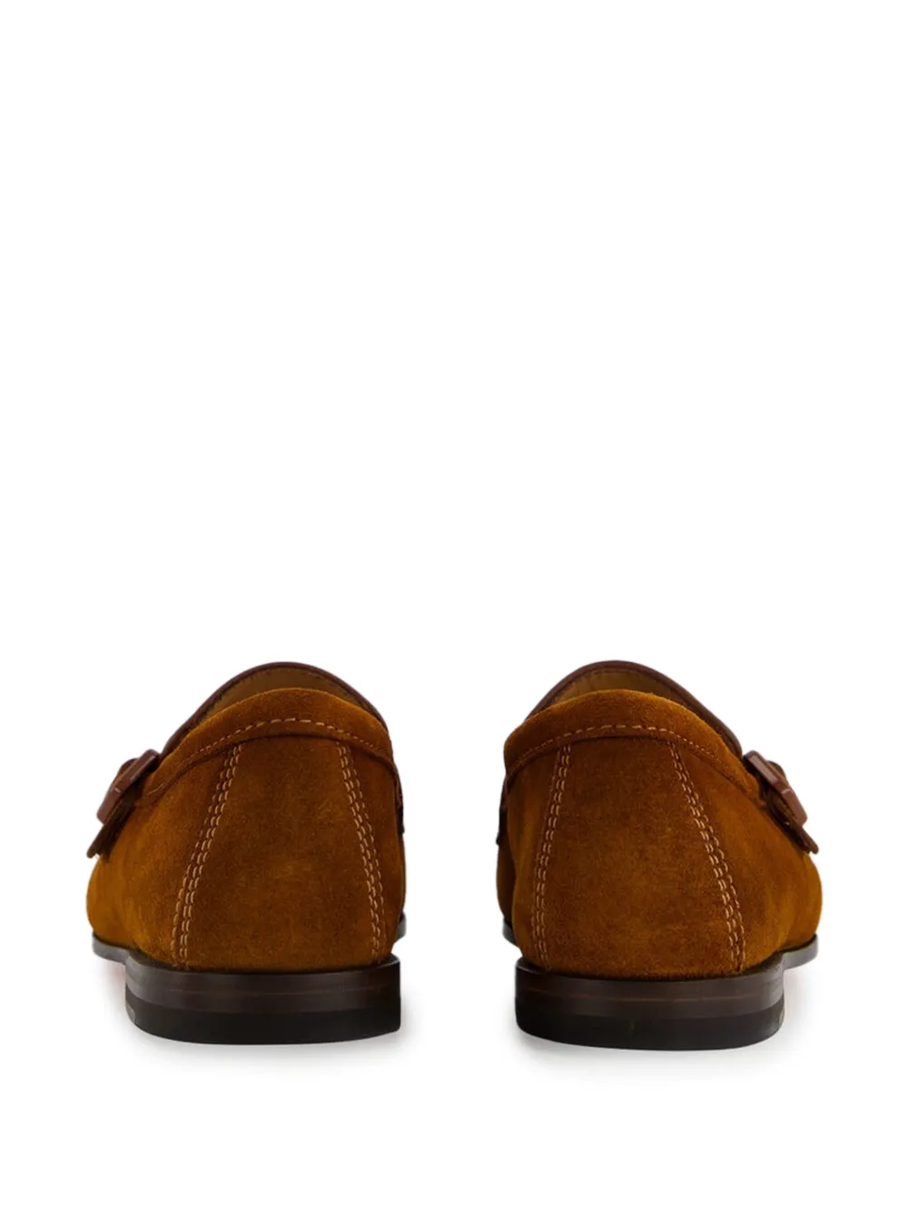 Замшевые лоферы с двумя пряжками Santoni, коричневый — фото 3