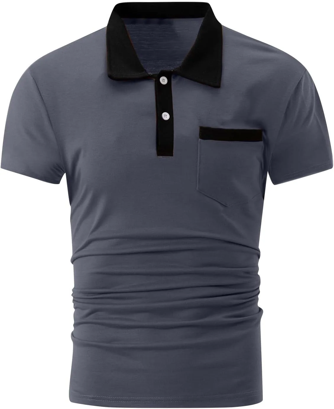 Мужская поло с коротким рукавом Color Block, карман, Slim Fit — фото 3