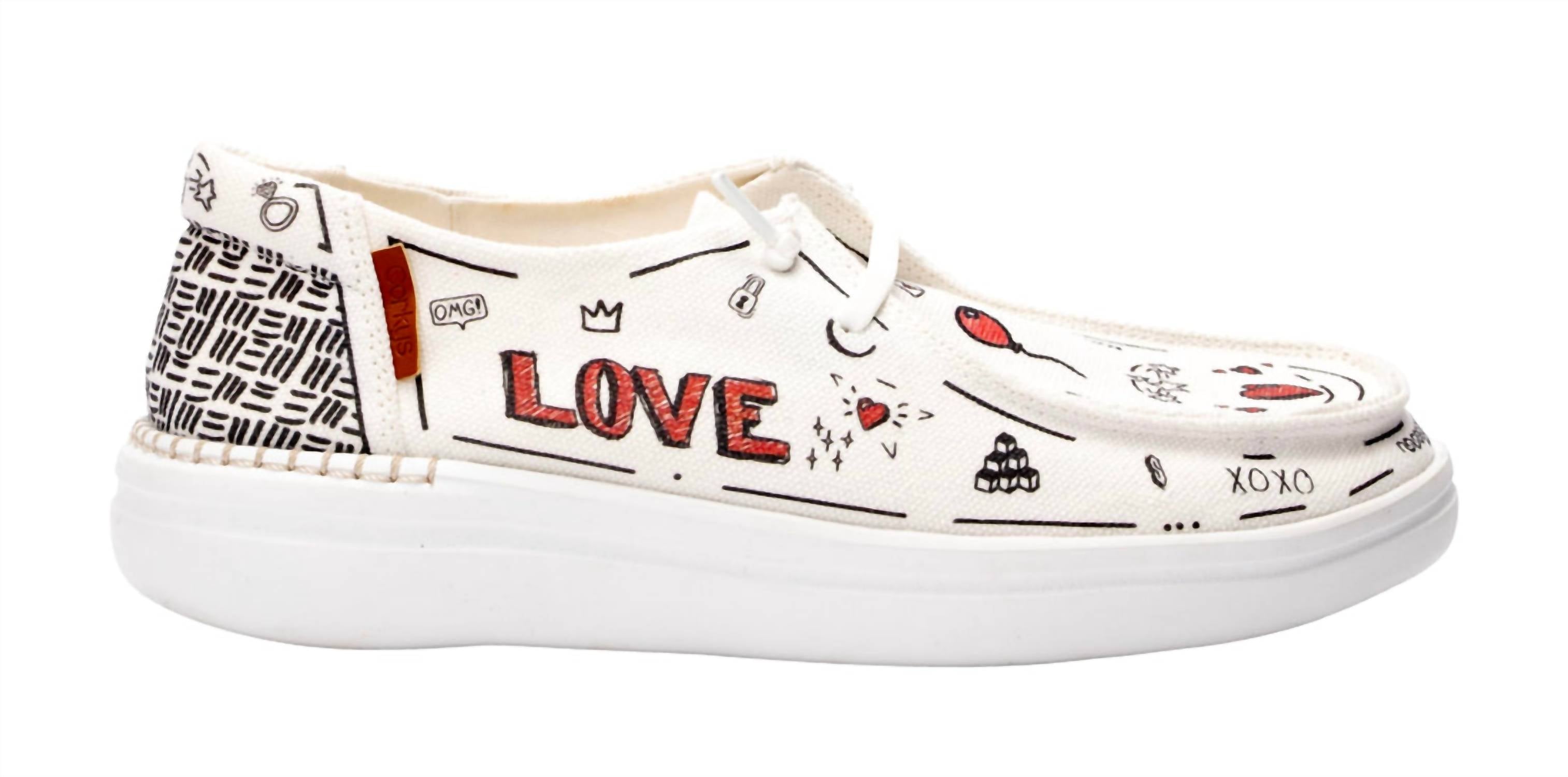 Женские мюли Kayak 2 с принтом Love Doodle Corkys Footwear, Love Doodle