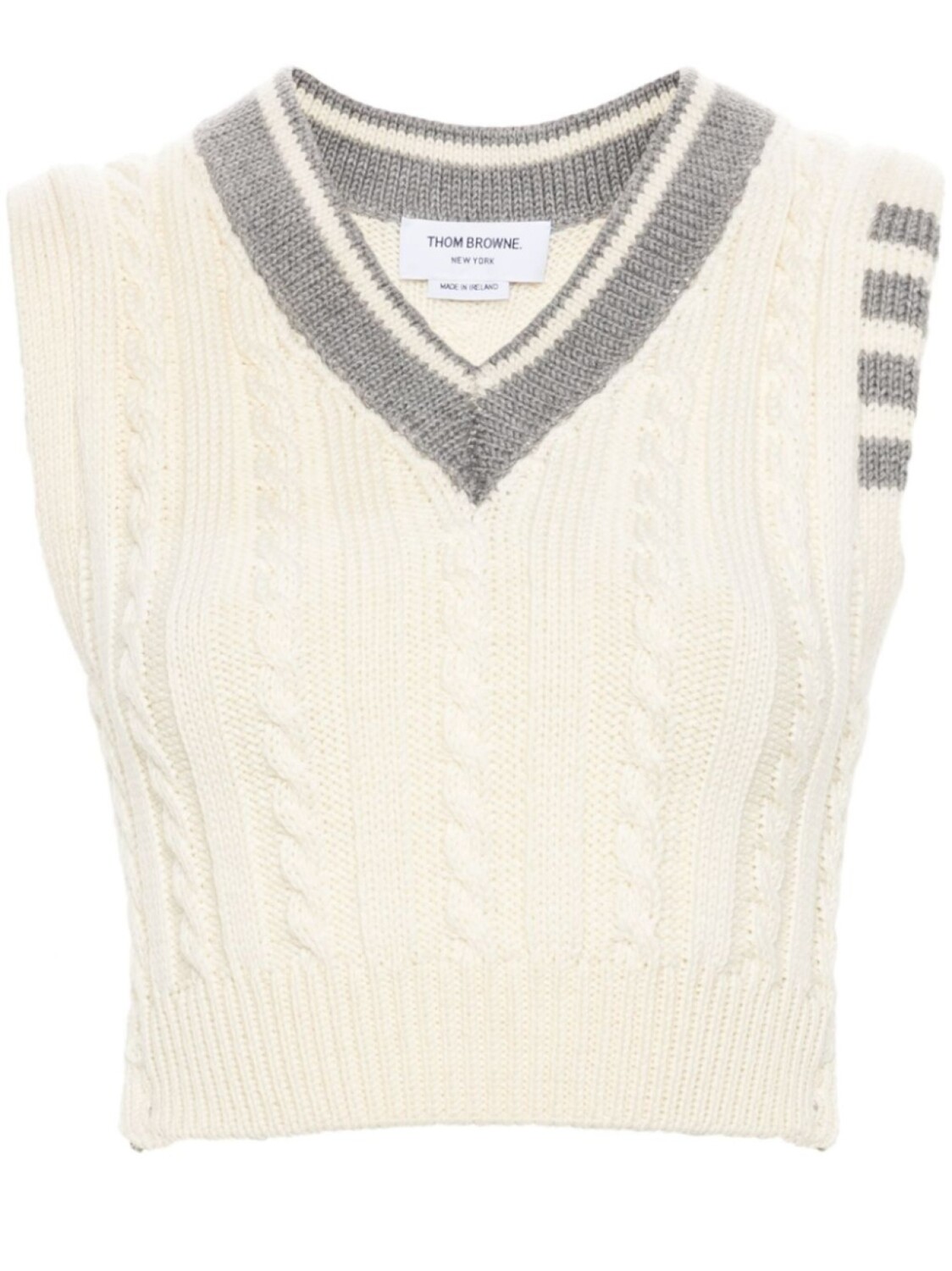 

Thom Browne жилет фактурной вязки с полосками 4-Bar, белый