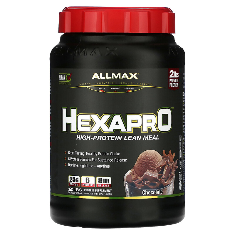 

ALLMAX, Hexapro, постная еда с высоким содержанием белка, шоколад, 907 г (2 фунта)