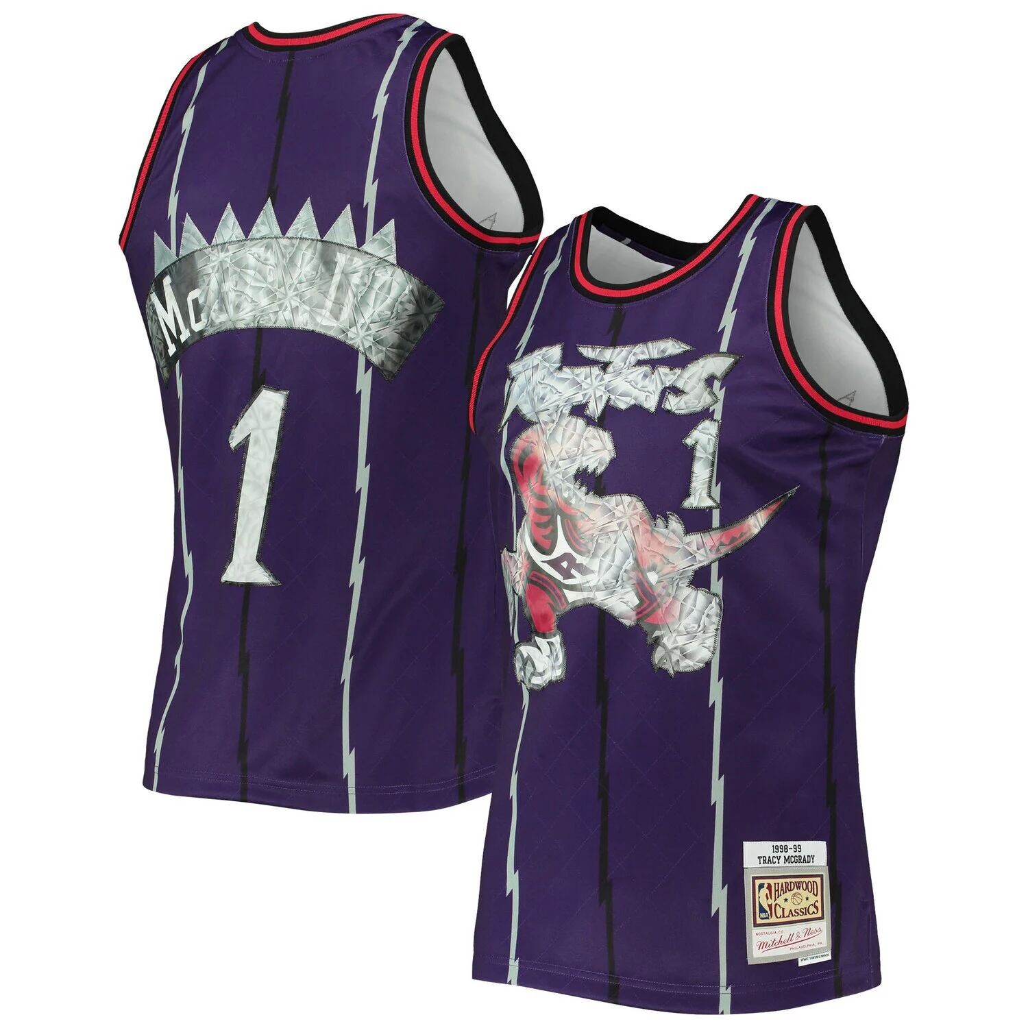 

Мужская майка Mitchell & Ness Tracy McGrady Purple Toronto Raptors 1998-99 Hardwood Classics Diamond Swingman, посвященная 75-летнему юбилею