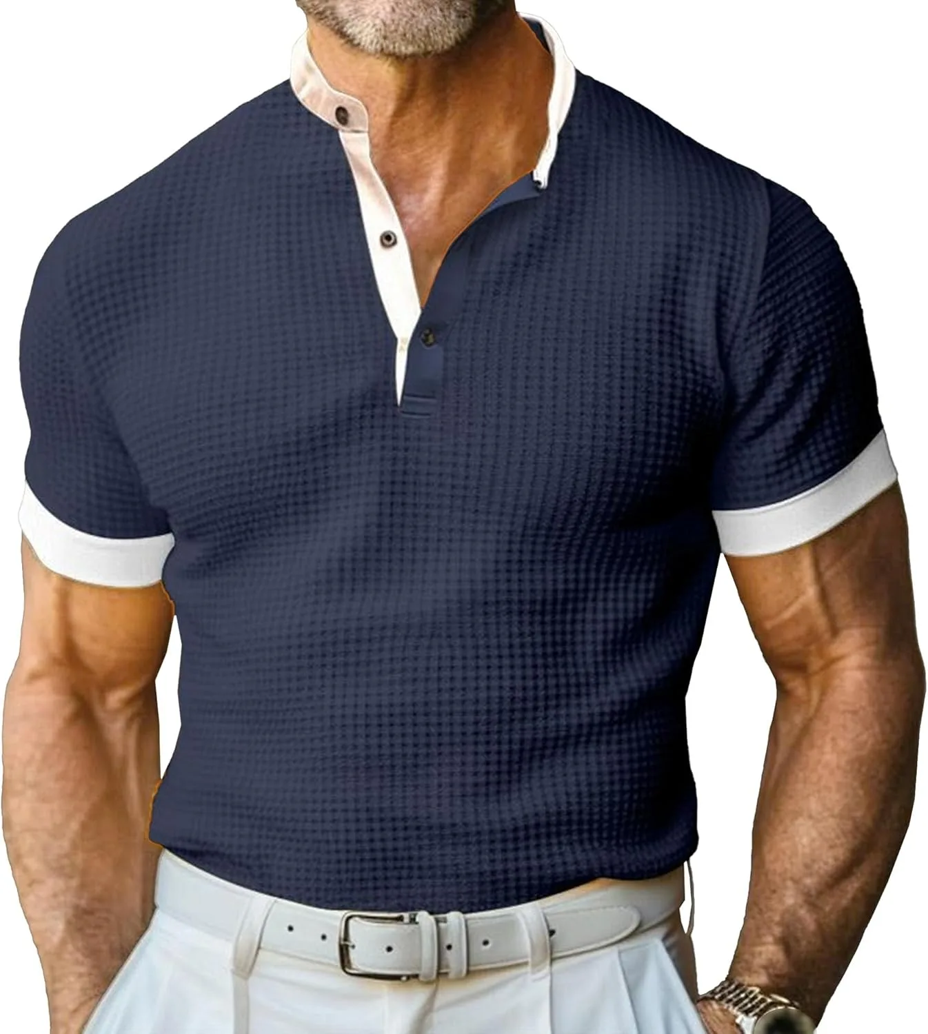 

Мужская спортивная поло Henry Neck с короткими рукавами и четвертной застежкой Zylphorix