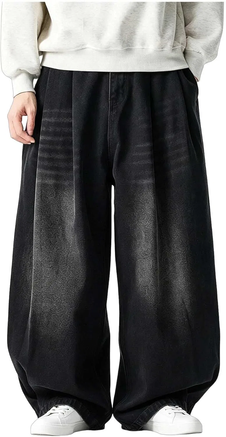 Джинсы свободные, Men’s Denim Pants, Black