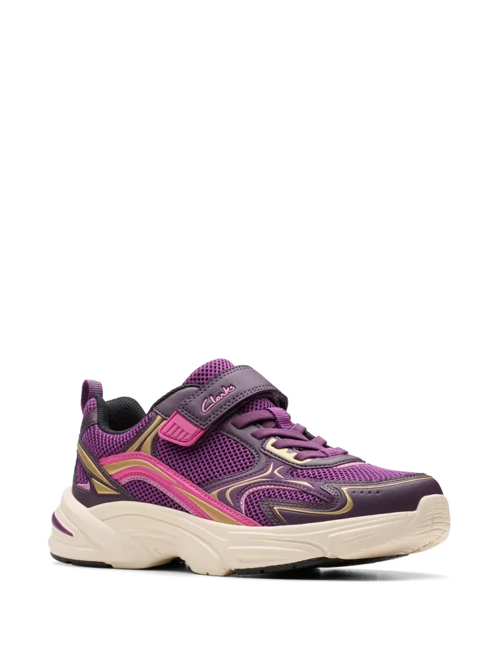 Кроссовки Crafton move с ремешком на липучке Clarks Kids, фиолетовый