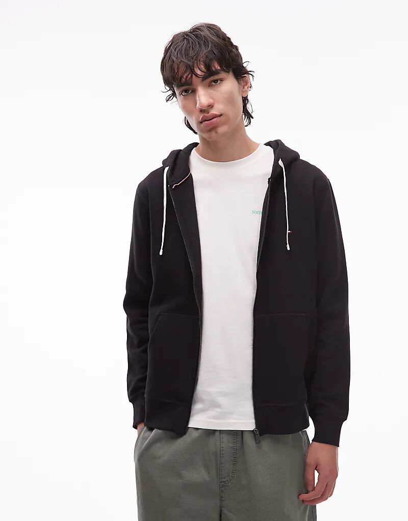 

Флисовая кофта с логотипом Tommy Hilfiger, черная, на молнии