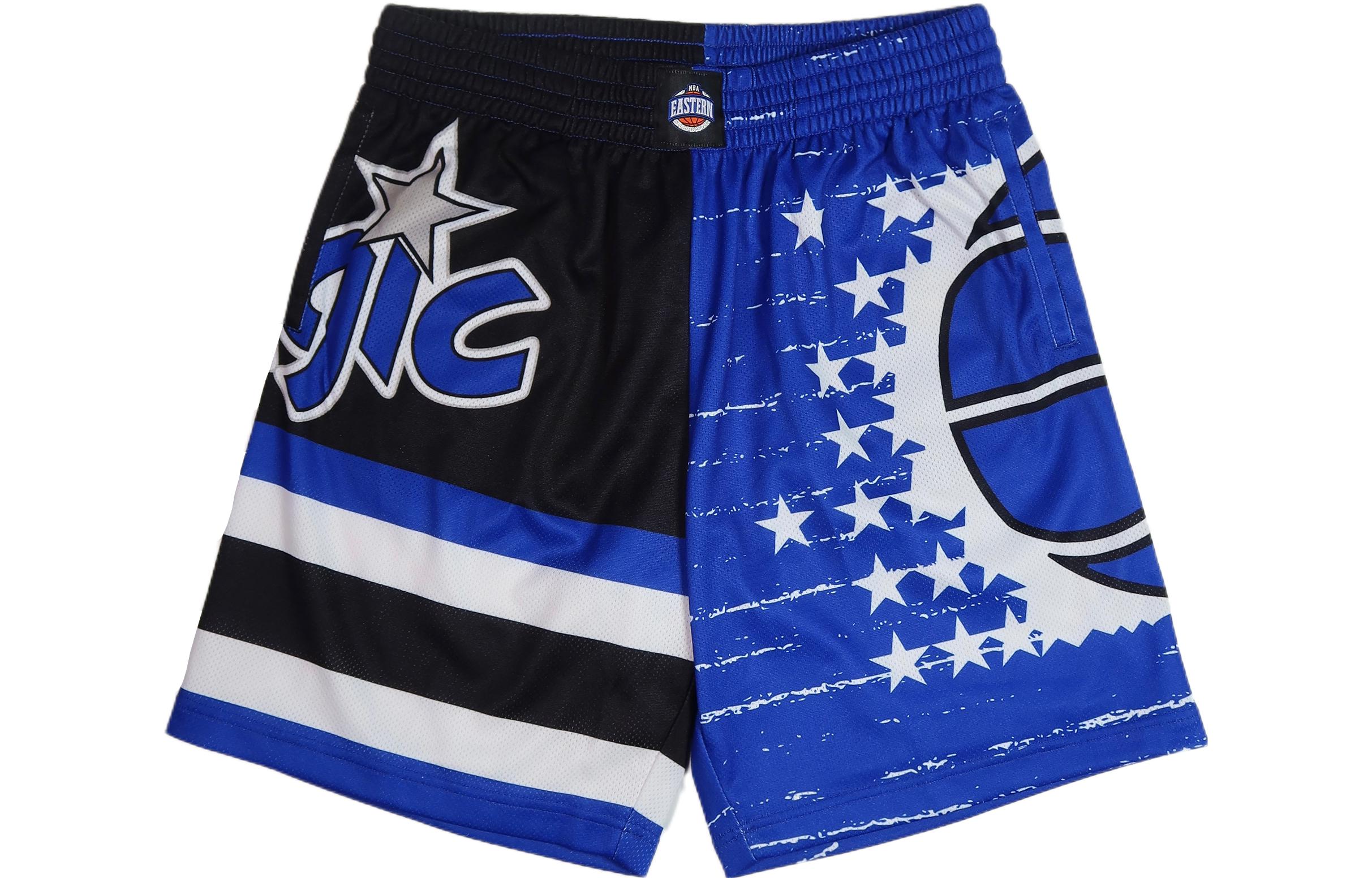 

Шорты баскетбольные унисекс Mitchell & Ness синие черные Mitchell Ness, синий черный пэчворк