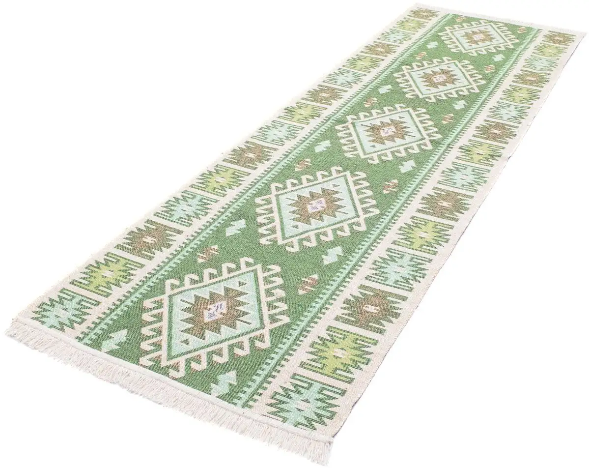

Шерстяной ковер Morgenland "Kilim Carpet Ariz", прямоугольный, чистый хлопок 100х150 см, зеленый