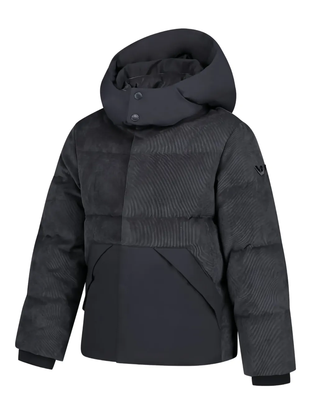 Стеганое пальто с капюшоном Emporio Armani Kids, черный — фото 2