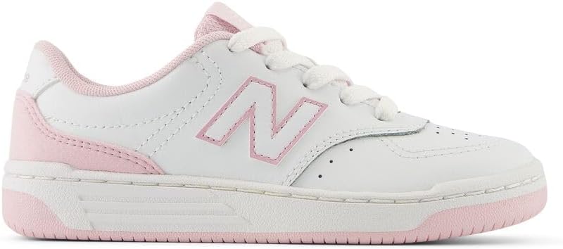 Кроссовки New Balance Unisex-Child Bb80 V1 на шнуровке, белый/розовый — фото 2