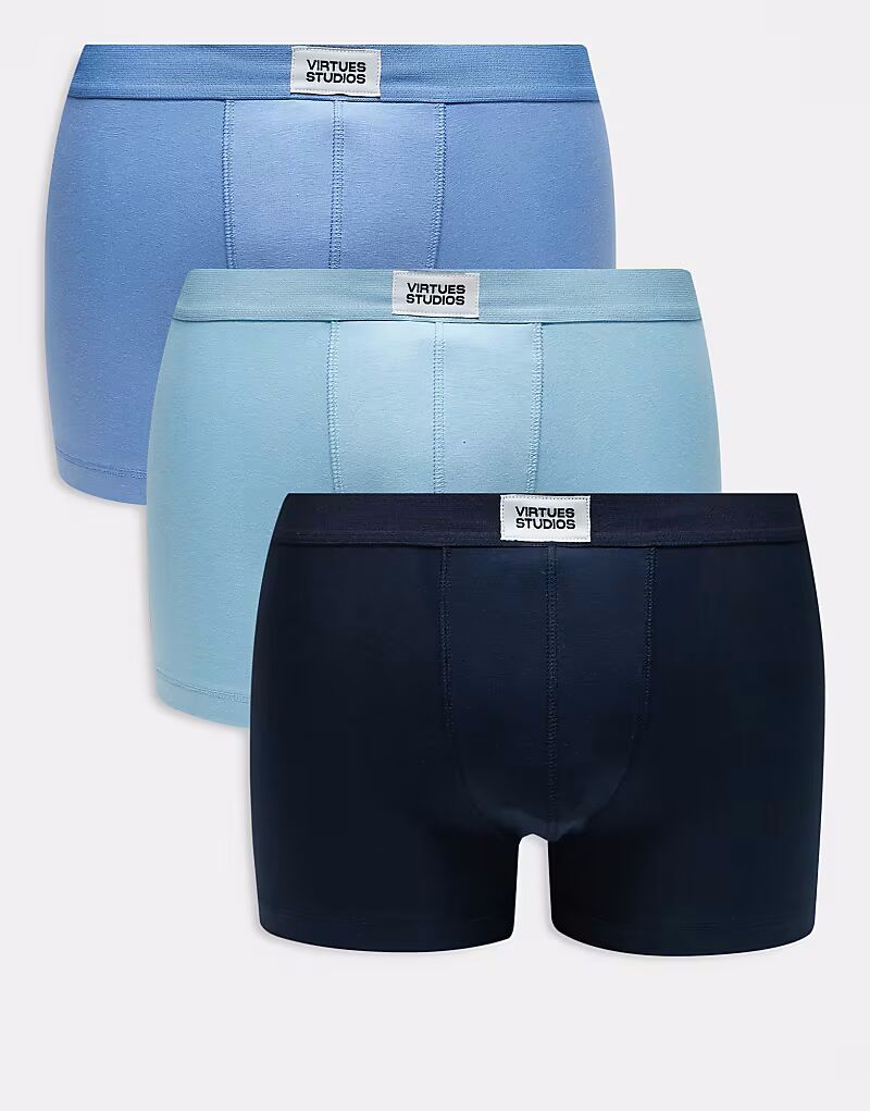 

ASOS DESIGN 3 пары трусов-боксеров с нашивкой синего цвета