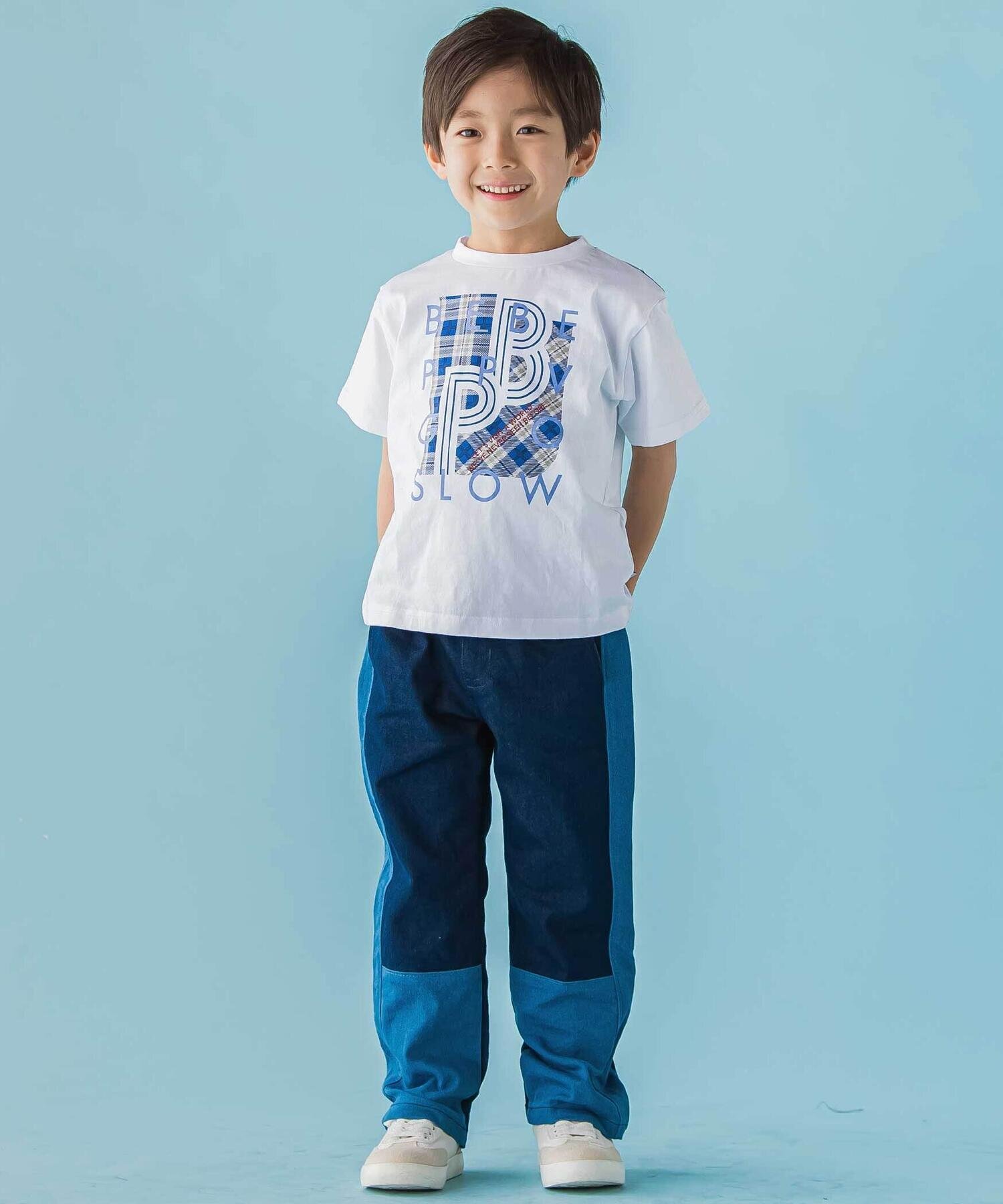 Джинсы из эластичного денима с цветовыми блоками (95-150 см) BeBe Petits Pois Vert, Navy — фото 2
