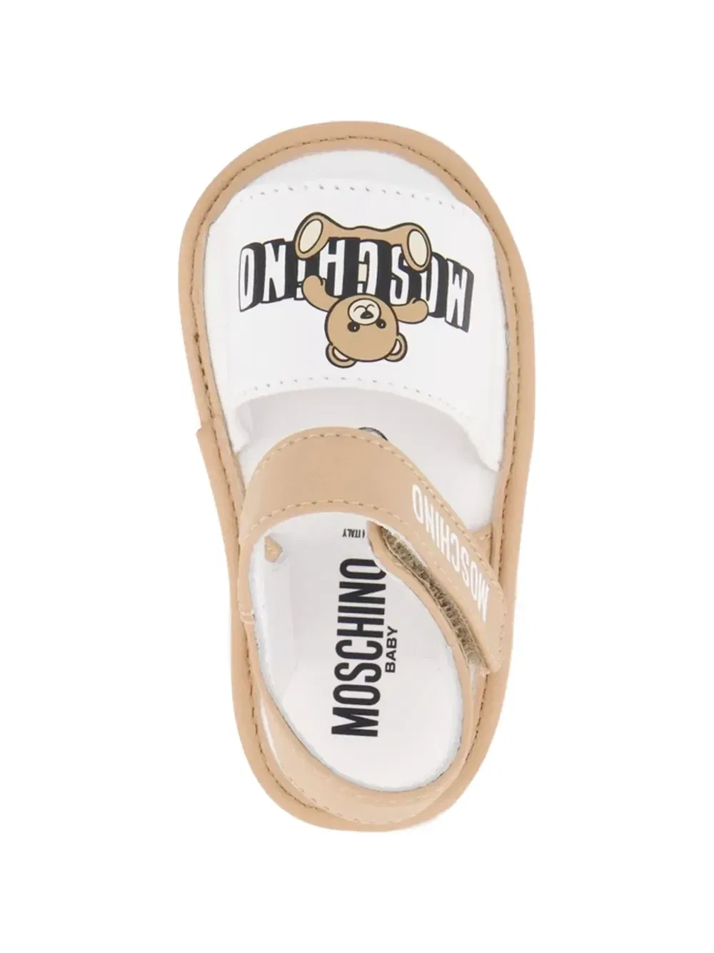 Сандалии с логотипом Moschino Kids, бежевый — фото 4