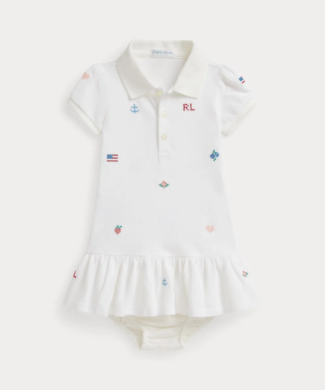 Платье-поло с вышивкой и шорты Ralph Lauren, белый