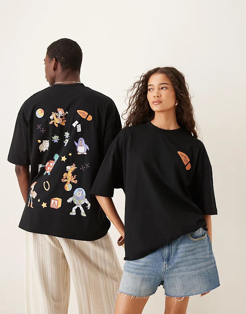 

Футболка унисекс оверсайз ASOS DESIGN Disney Pixar с принтом «История игрушек» черного цвета