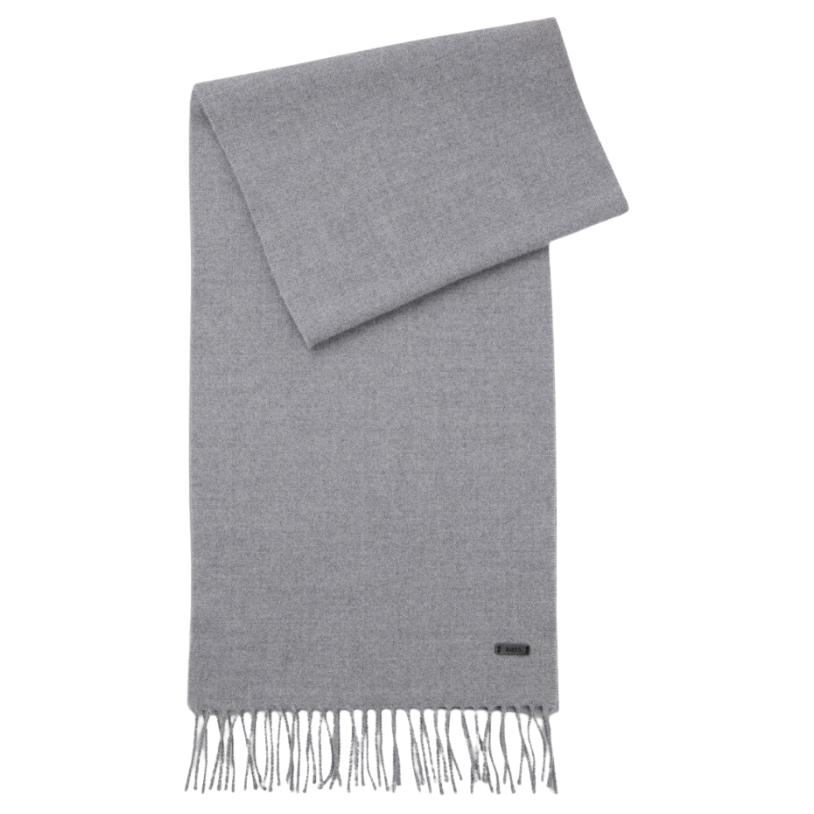 

Шарф с бахромой и нашивкой с логотипом Hugo Boss, серый