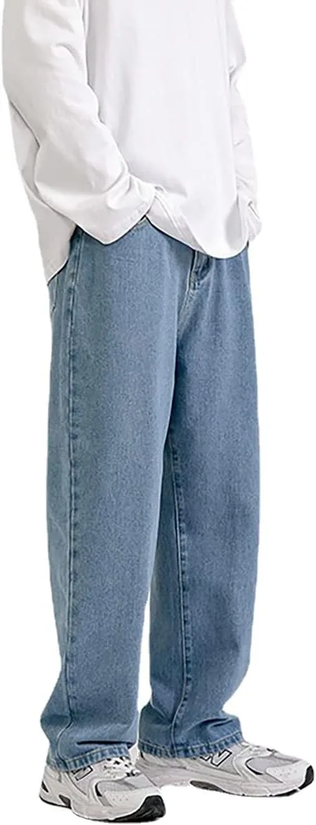 

Корейские джинсы unisex прямые широкие light blue NCDUANSAN