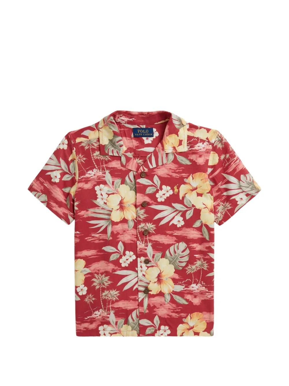 Рубашка с цветочным принтом POLO RALPH LAUREN KIDS, красный