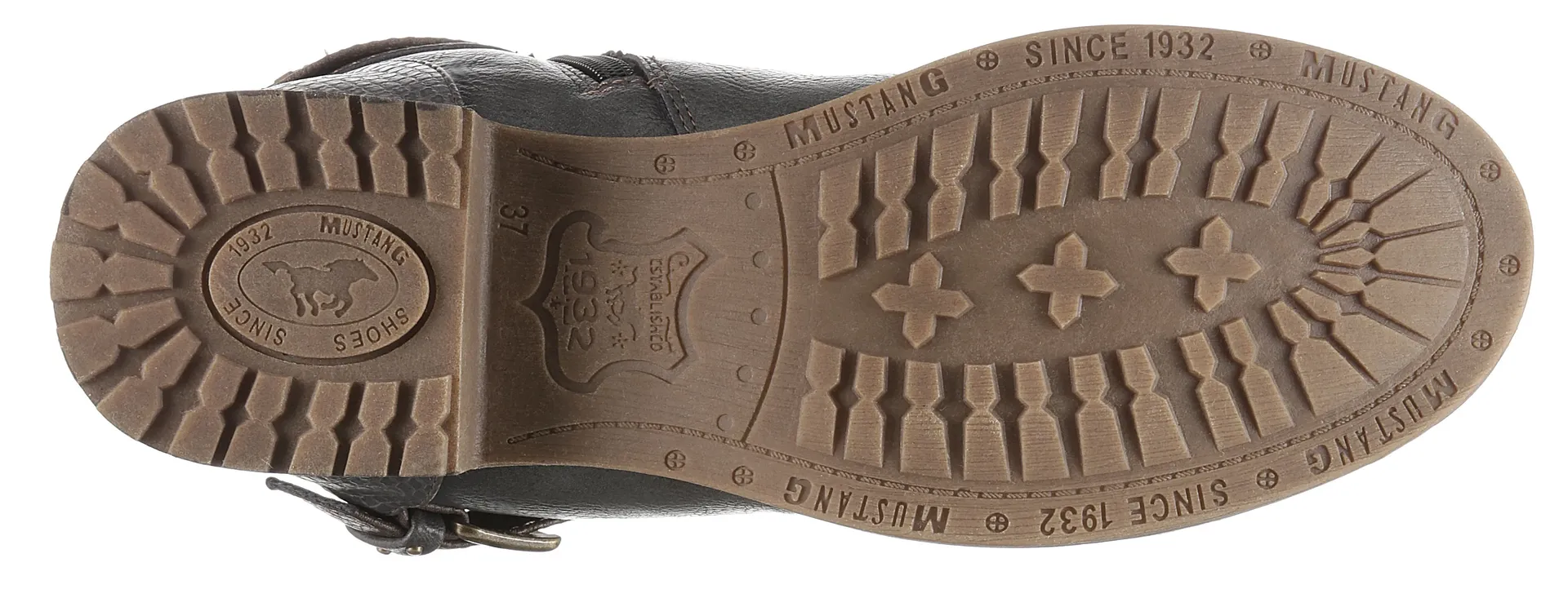 Зимние ботинки Mustang Shoes с декоративными пряжками на голенище с напуском, цвет Graphit-Used — фото 3