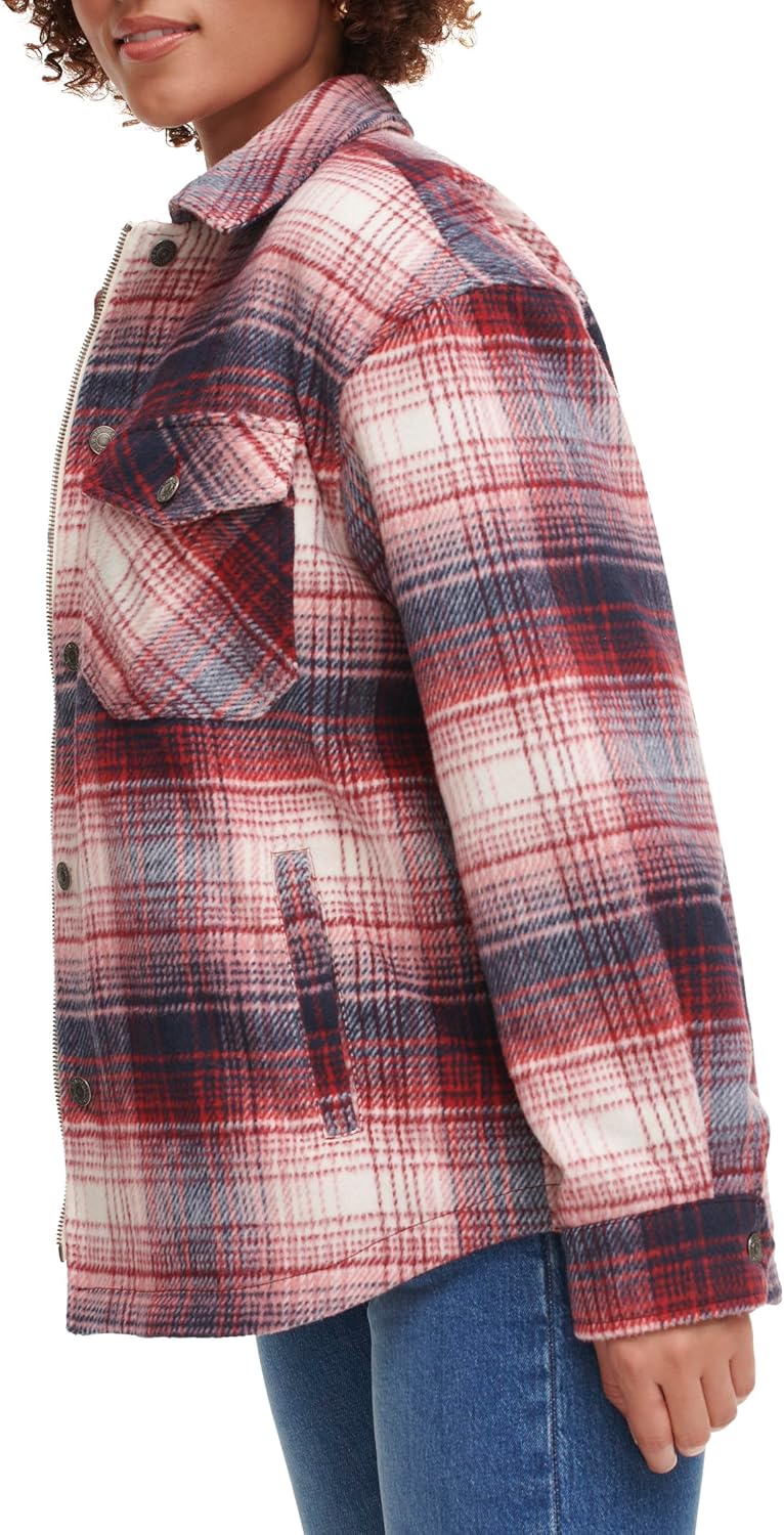 Женская повседневная куртка-рубашка Levi's (стандартные и большие размеры), Burgundy Plaid — фото 2