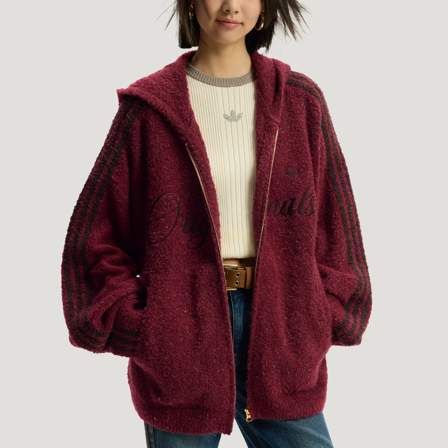 Куртка с капюшоном FW25, унисекс Adidas Originals, красный — фото 4