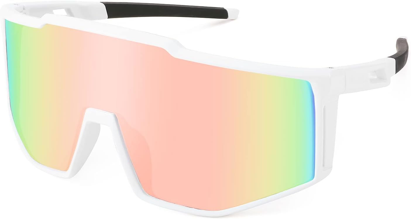 

Солнцезащитные очки Karsaer Vision Sports, обтекаемые, в стиле 80-х, с козырьком-щитком, бейсбольные солнцезащитные очки для детей, подростков, мальчиков и девочек 8-16 лет, Pink Mirrord