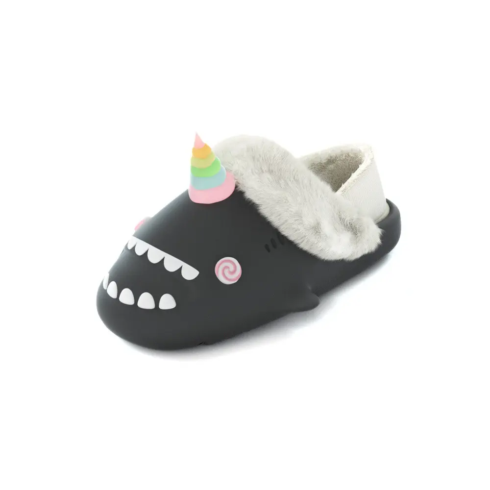 

HelloSlippers Акула Зимние Акулики Зимний Единорог, Закрытые Тапочки на Каблуке Унисекс - Черные, цвет Black
