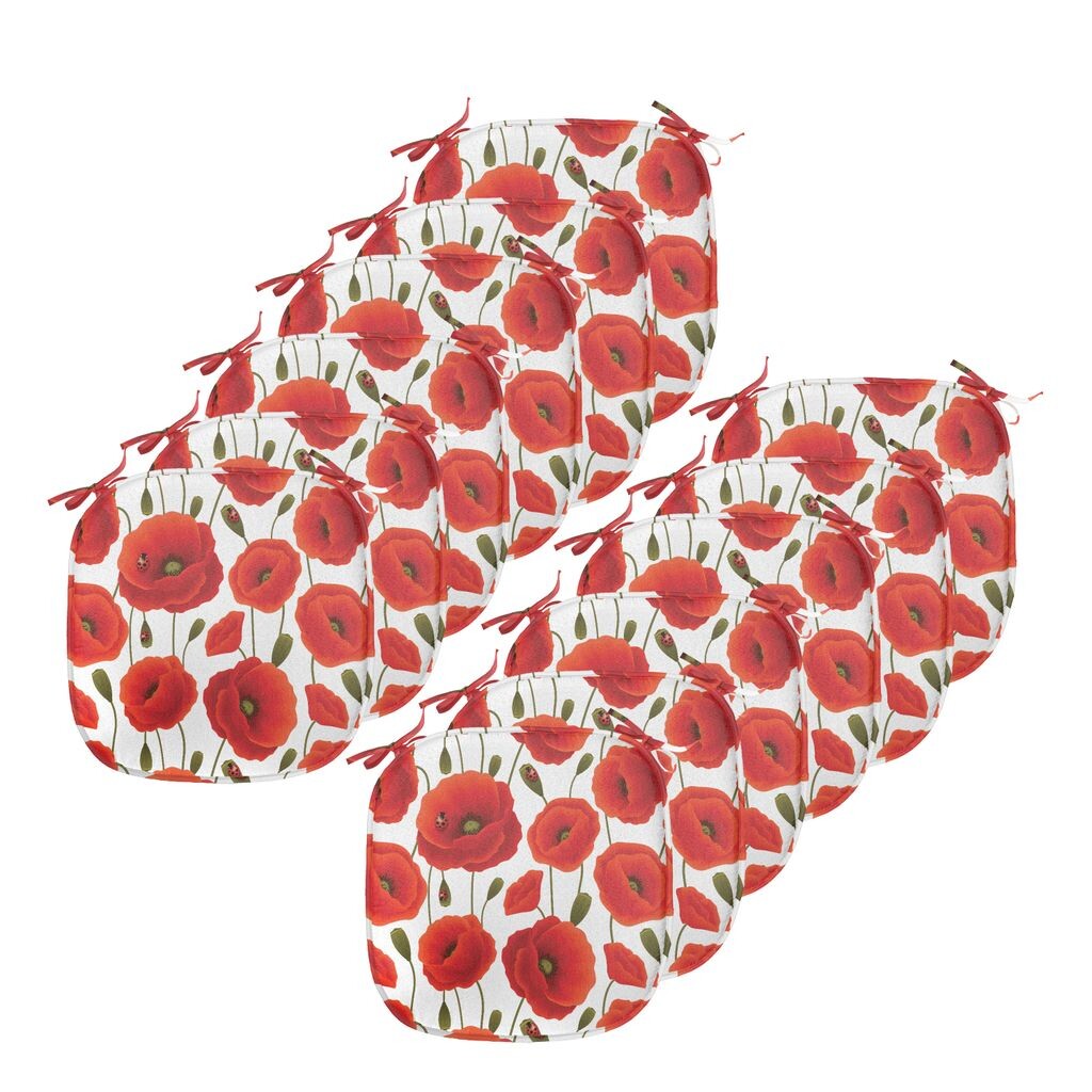 

Подушки на обеденный стул ABAKUHAUS Poppy, весна с цветочным рисунком, декоративная водонепроницаемая подушка с ремнями для кухонных сидений, 40 см x 40 см — упаковка из 12 шт., оранжевый зеленый белый