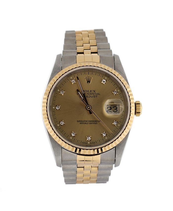 

Часы Oyster Perpetual Datejust Automatic из нержавеющей стали и золота с бриллиантовыми маркерами 36 мм Pre-Owned Rolex, золотой