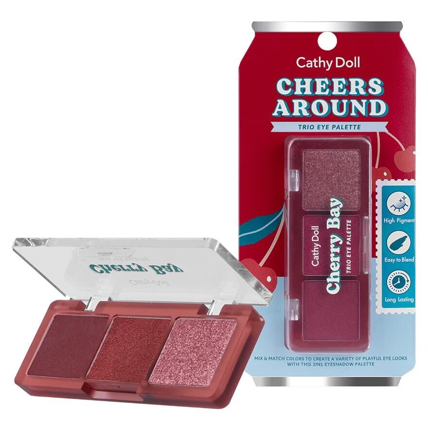 

Cathy Doll Палетка для век Cheersaround Trio 6г. 06 Черри Бэй, Cherry Bay