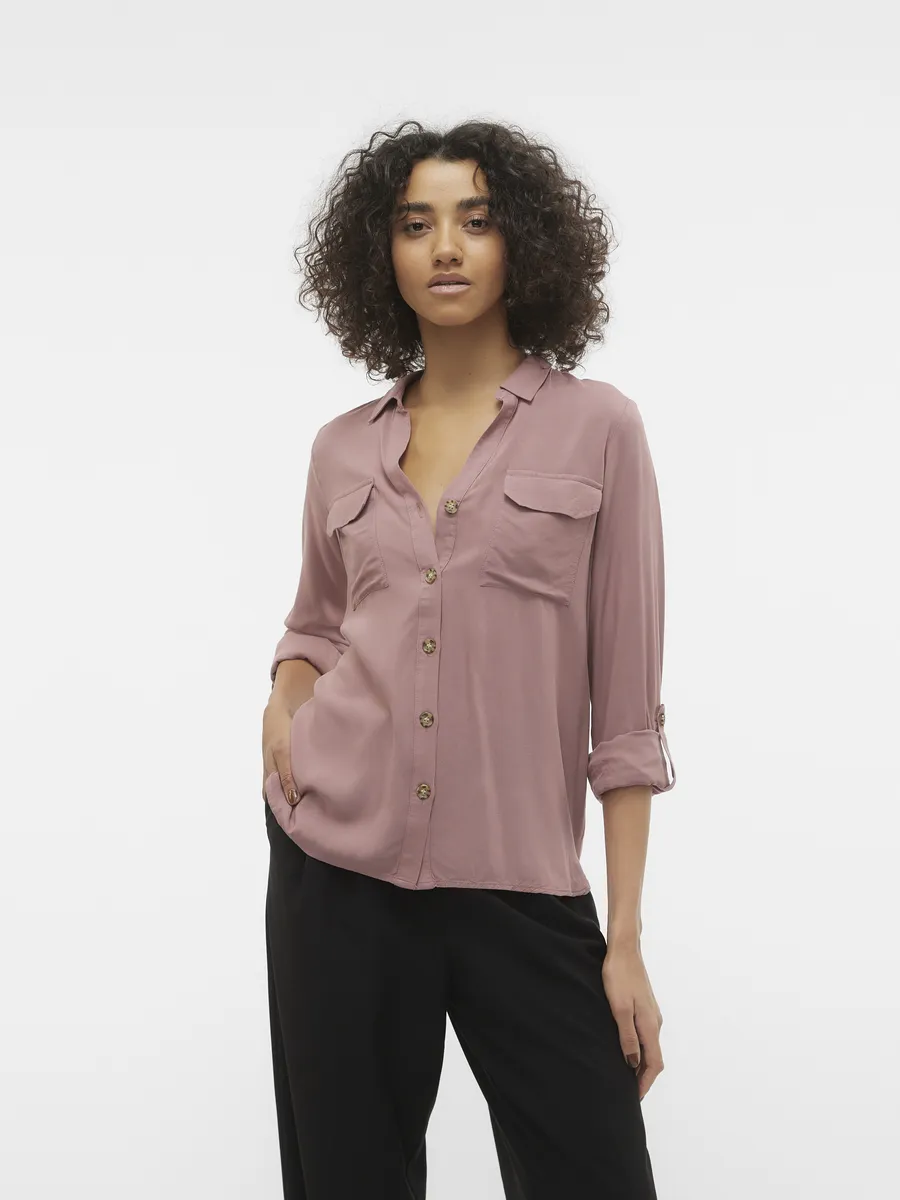 

Блуза-рубашка Vero Moda "VMBUMPY L/S SHIRT NEW WVN GA NOOS", цвет Nostalgia Rose