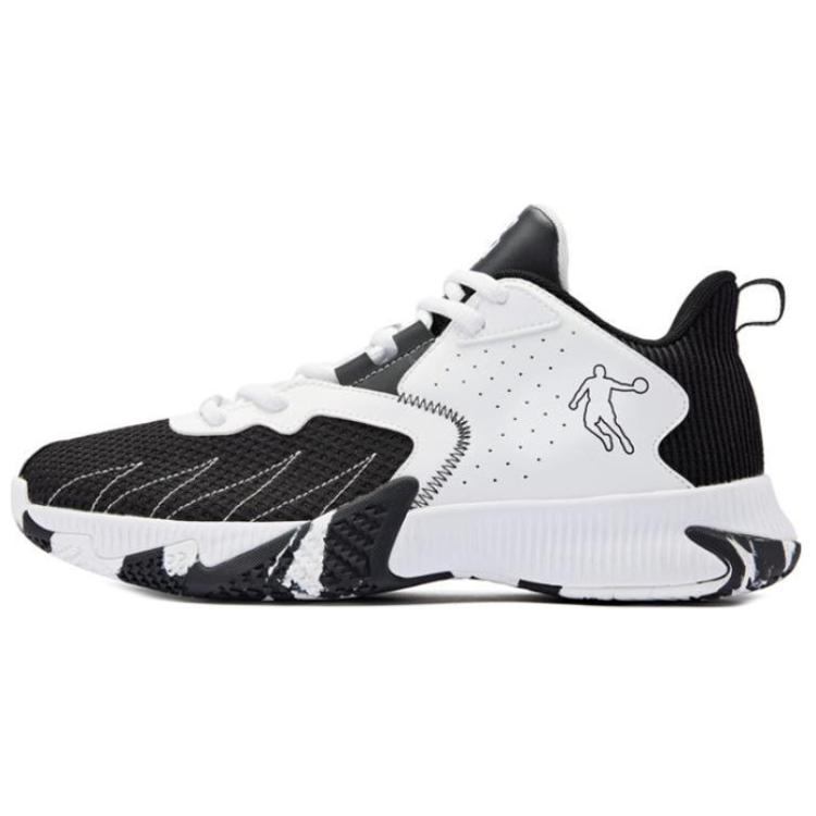 

QIAODAN Мужские черные баскетбольные кроссовки с амортизацией и противоскользящей подошвой средней высоты, цвет Black