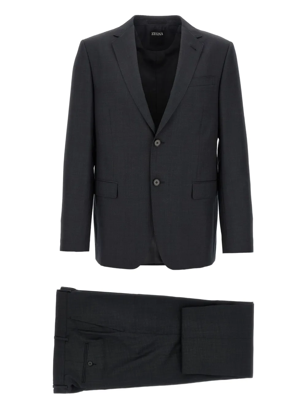 

Однобортный шерстяной костюм Zegna, черный