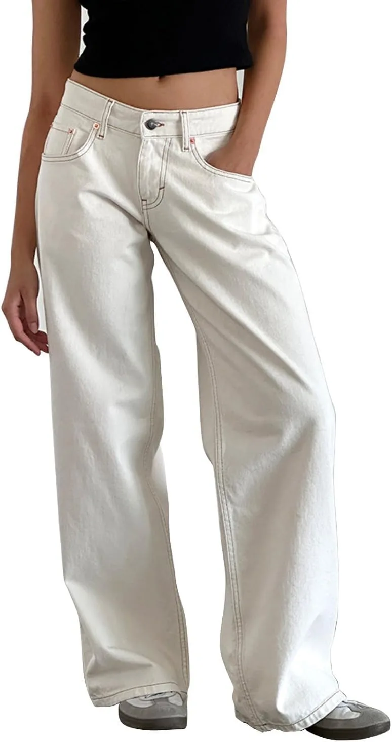 

Женские джинсы Low Rise Straight Leg Loose Slim Mid Waisted ZYULACKY